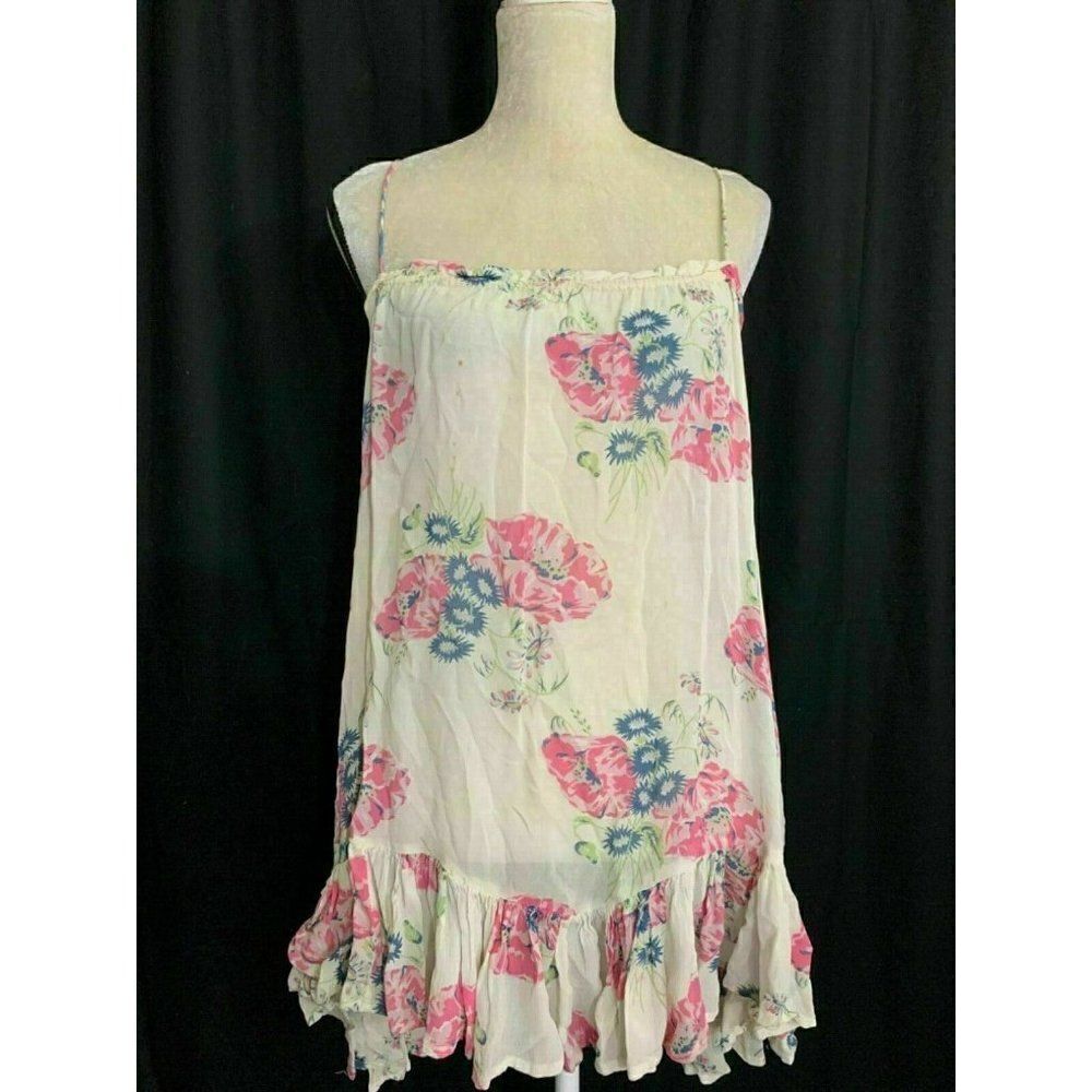 Top Shop Womens Floral Ivory Pink Blue Green Flowy Tank Top Size 4 Small